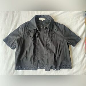 Favorite Daughter cropped button up black blouse - never worn!